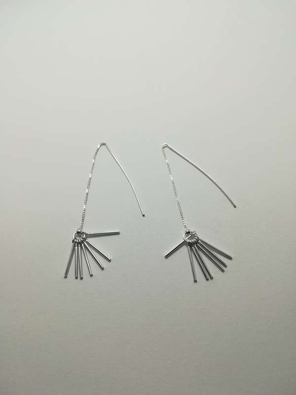 Sterling Silver Tassel Bars Threader Earrings