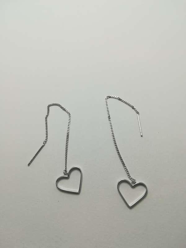 Sterling Silver Heart Threader Earrings