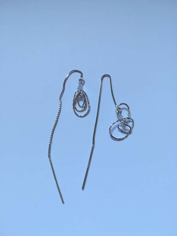 Sterling Silver Oval 80mm Threader Earrings