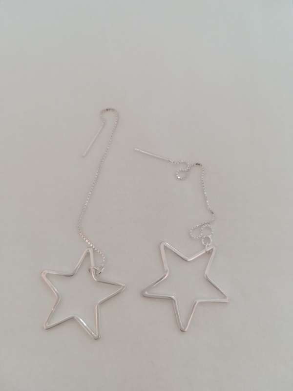 Sterling Silver 20mm Star Threader Earrings