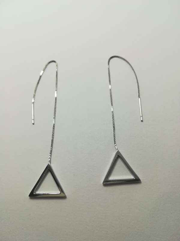 Sterling Silver Geometric Triangle Threader Earrings