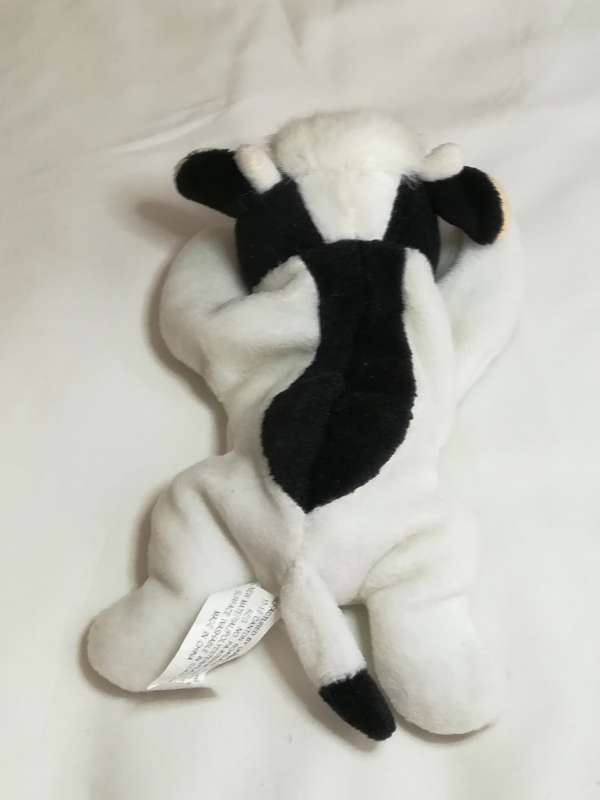 Black, White & Rusty Pink Ears Cow Bean Bag with Bell