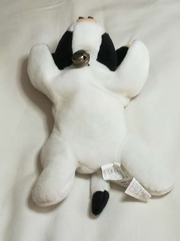 Black, White & Rusty Pink Ears Cow Bean Bag with Bell