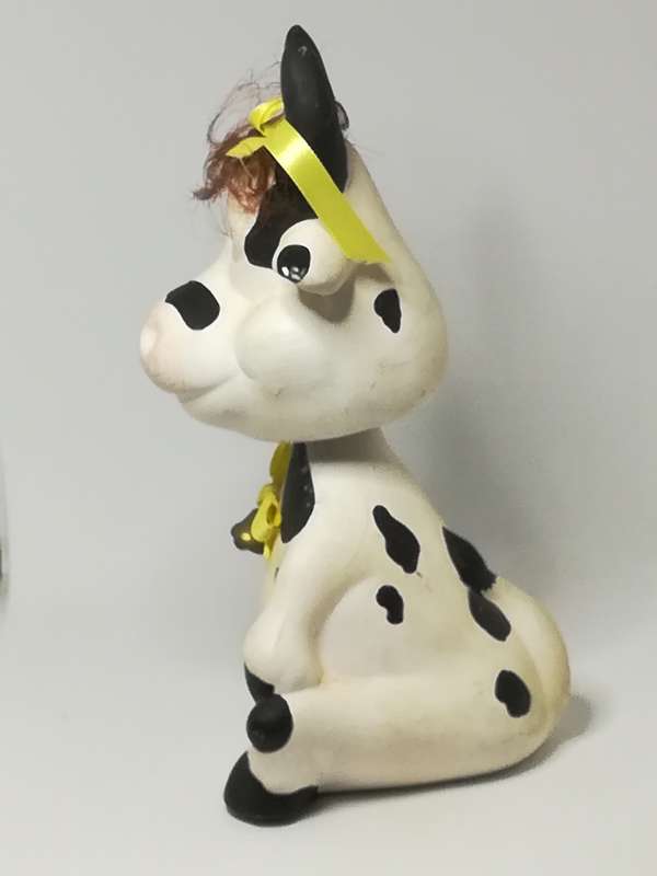 Small Black & White Ceramic Cow with Bobbleneck
