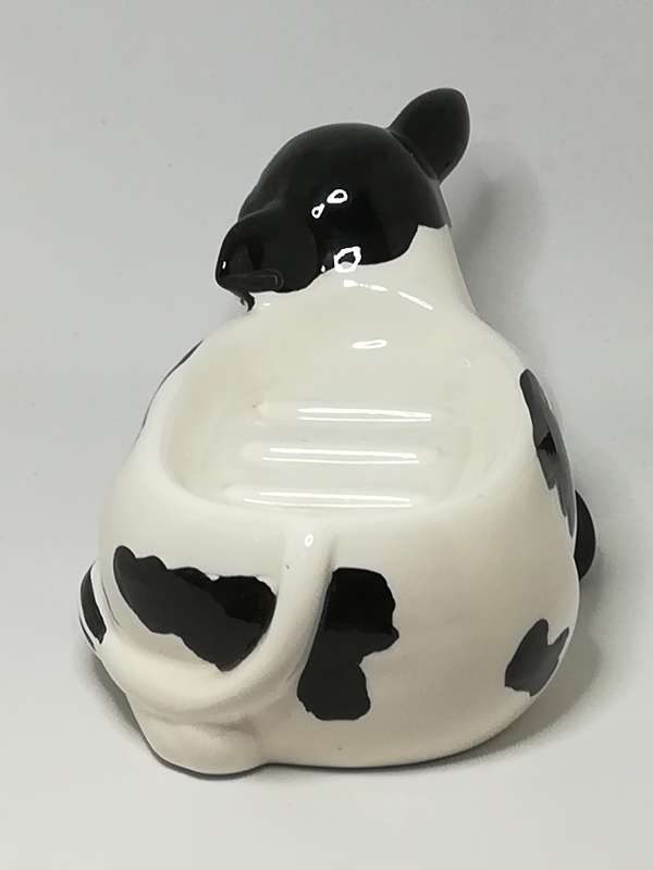 Small Black & White Ceramic Cow Soap Dish