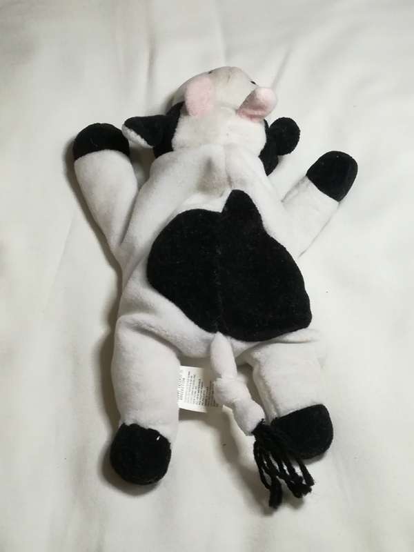 Black, White & Baby Pink Ears Cow Bean Bag