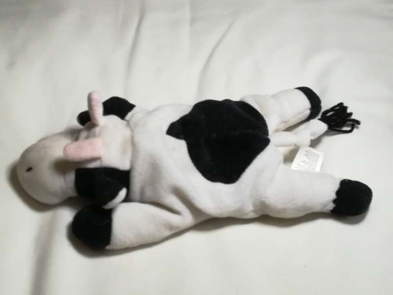 Black, White & Baby Pink Ears Cow Bean Bag
