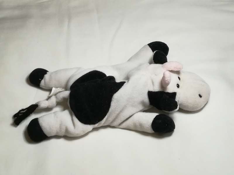 Black, White & Baby Pink Ears Cow Bean Bag