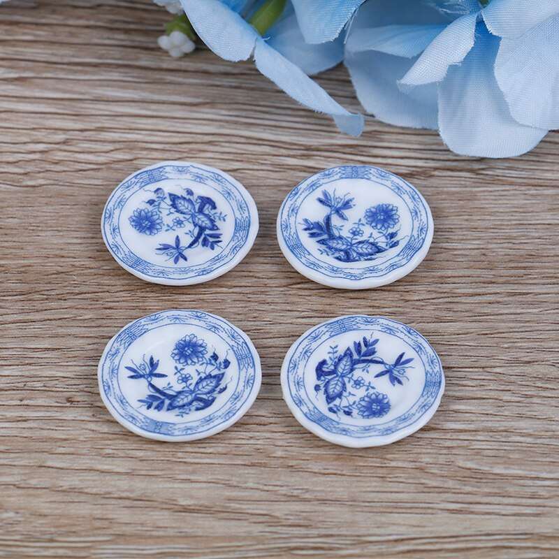Miniature Tea Set (for Printer's Tray/Dollhouse) Blue & White 'Delft' Style