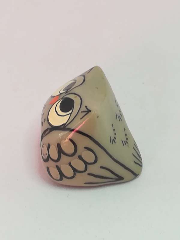 Miniature Ceramic Grey, Black & White Owl Orange Beak (Miniature, suitable for printer's tray)