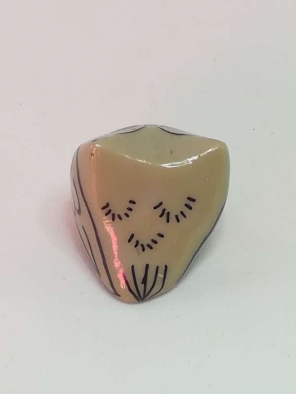 Miniature Ceramic Grey, Black & White Owl Orange Beak (Miniature, suitable for printer's tray)