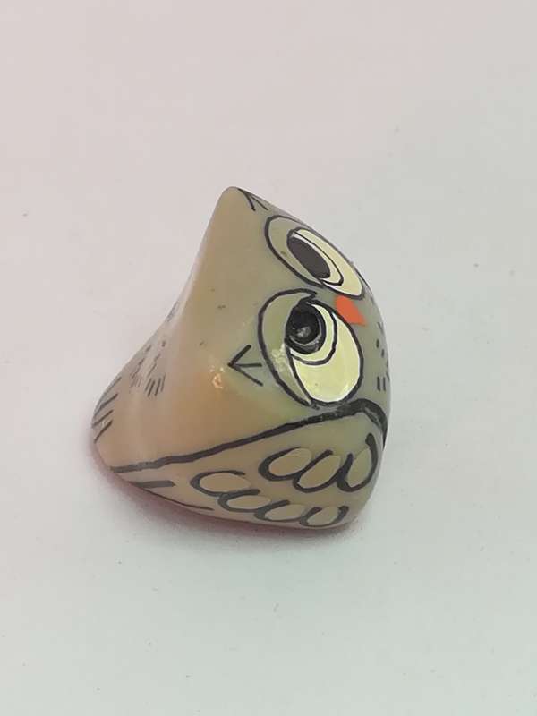 Miniature Ceramic Grey, Black & White Owl Orange Beak (Miniature, suitable for printer's tray)