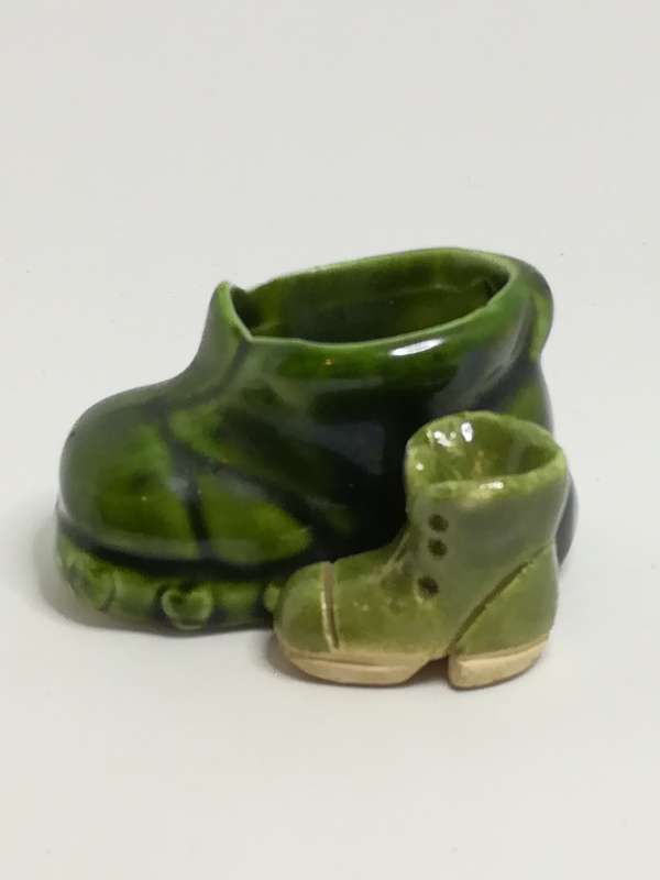 Miniature Green Ceramic Boots (Mismatched) (Miniature, suitable for printer's tray)
