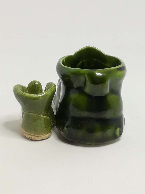 Miniature Green Ceramic Boots (Mismatched) (Miniature, suitable for printer's tray)