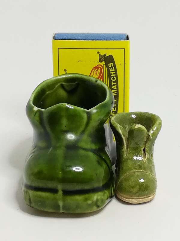 Miniature Green Ceramic Boots (Mismatched) (Miniature, suitable for printer's tray)