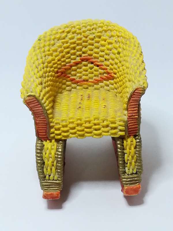 Miniature Yellow, Red & Gold Wicker Rocking Chair (Miniature, suitable for printer's tray)