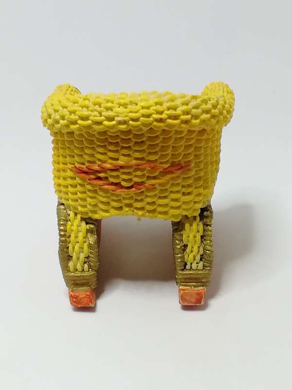 Miniature Yellow, Red & Gold Wicker Rocking Chair (Miniature, suitable for printer's tray)