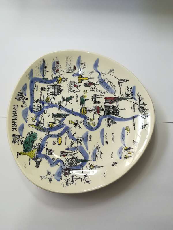 Ceramic White Denmark Plate Painting (Silk Screen Hand-Painted)