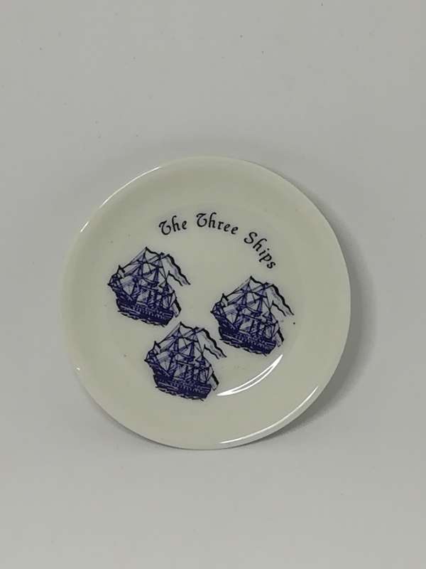 Miniature White Plate Blue Painting (The Three Ships) (Miniature, suitable for printer's tray)