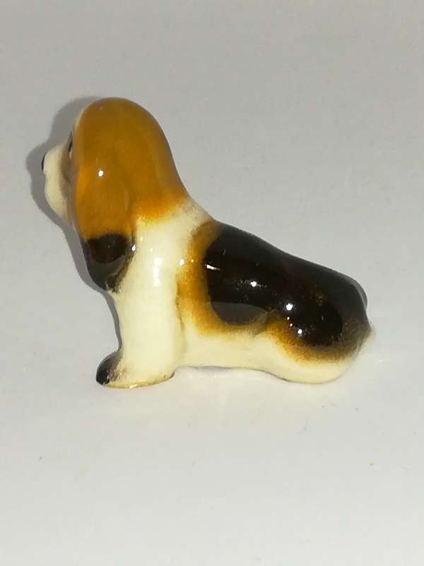 Miniature Ceramic White, Black & Brown 'Beagle Hound' Dog - Style 2 (Miniature, suitable for prin...