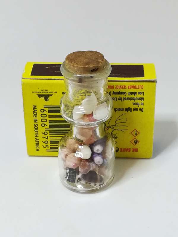 Miniature Bottle with Mini Shells & Cork Lid (Miniature, suitable for printer's tray)