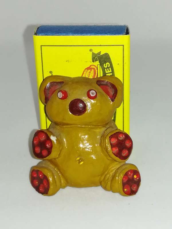 Miniature Brown & Red Teddy Bear (Miniature, suitable for printer's tray)