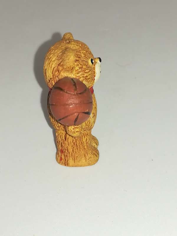 Miniature Ceramic Teddy Bear holding Basket Ball (Miniature, suitable for printer's tray)