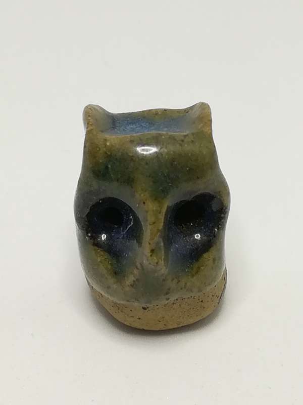 Miniature Ceramic Glazed Blue & Green Owl (Miniature, suitable for printer's tray)
