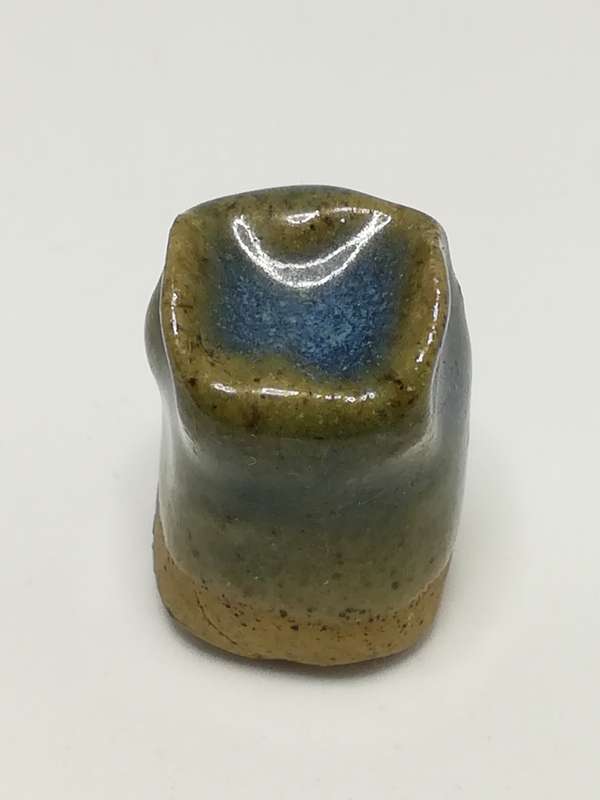 Miniature Ceramic Glazed Blue & Green Owl (Miniature, suitable for printer's tray)