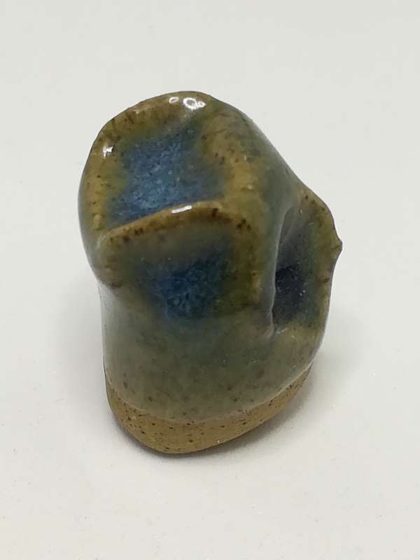Miniature Ceramic Glazed Blue & Green Owl (Miniature, suitable for printer's tray)