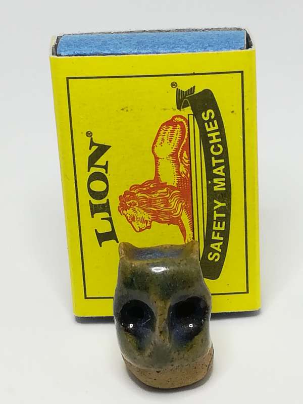 Miniature Ceramic Glazed Blue & Green Owl (Miniature, suitable for printer's tray)