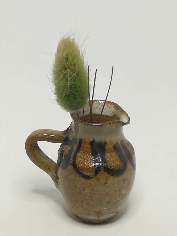 Miniature Ceramic Flower Jug with Feathery Grass Flower