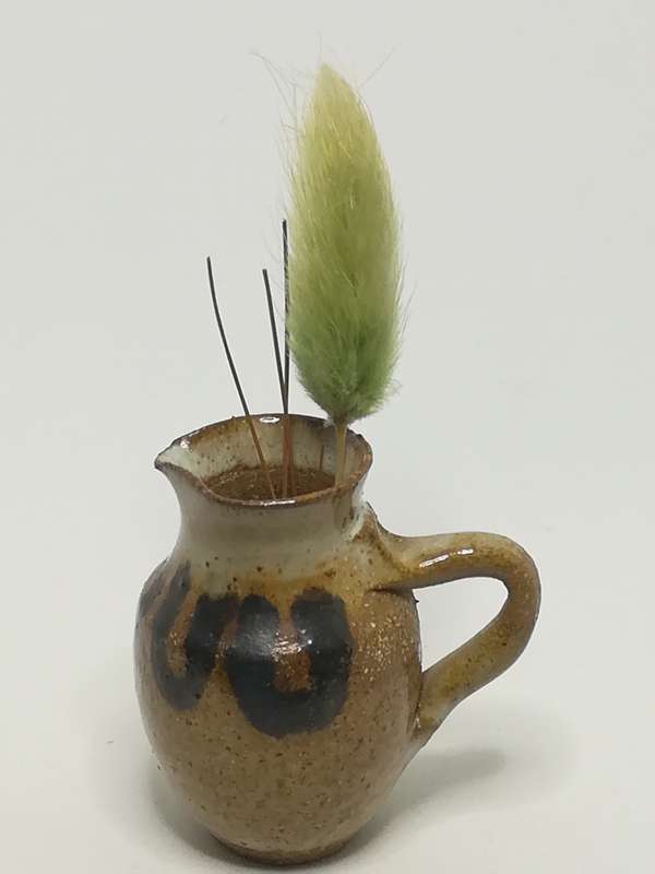 Miniature Ceramic Flower Jug with Feathery Grass Flower