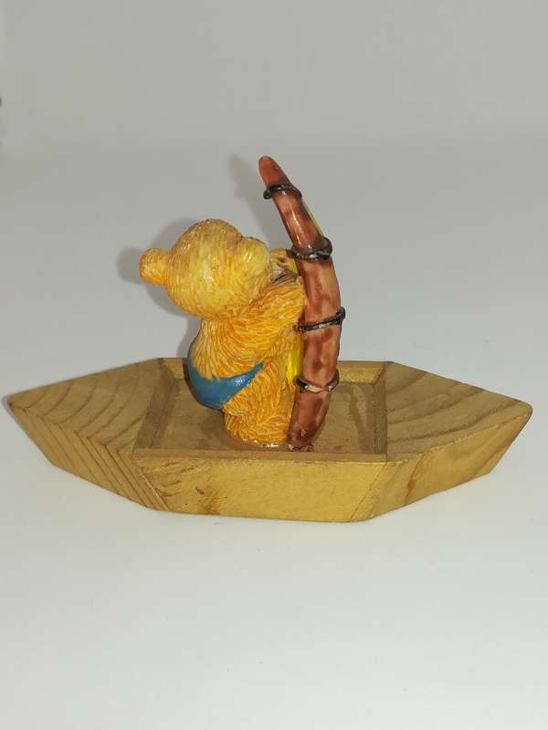 Miniature Bear in Canoe & Holding Surfboard (Miniature, suitable for printer's tray)