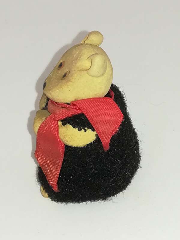 Miniature Clay Bear Wearing Black Coat & Red Scarf (Miniature, suitable for printer's tray)