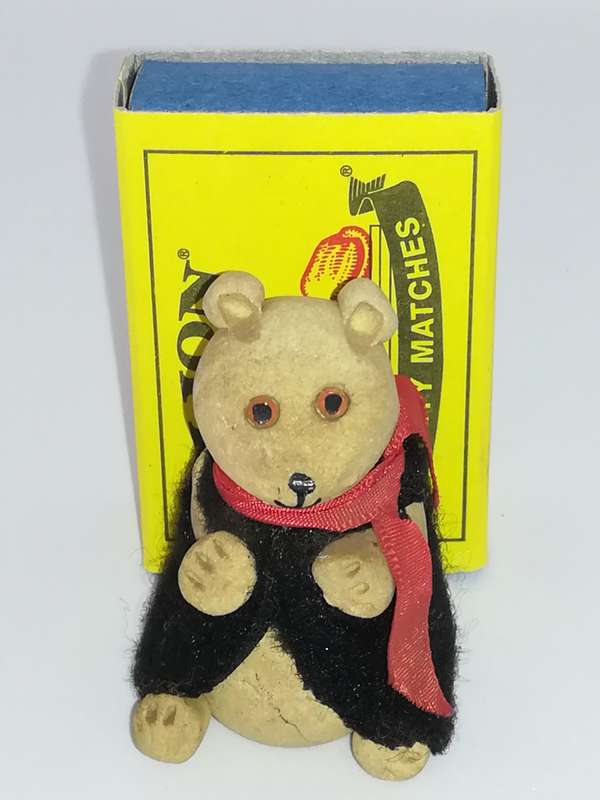 Miniature Clay Bear Wearing Black Coat & Red Scarf (Miniature, suitable for printer's tray)