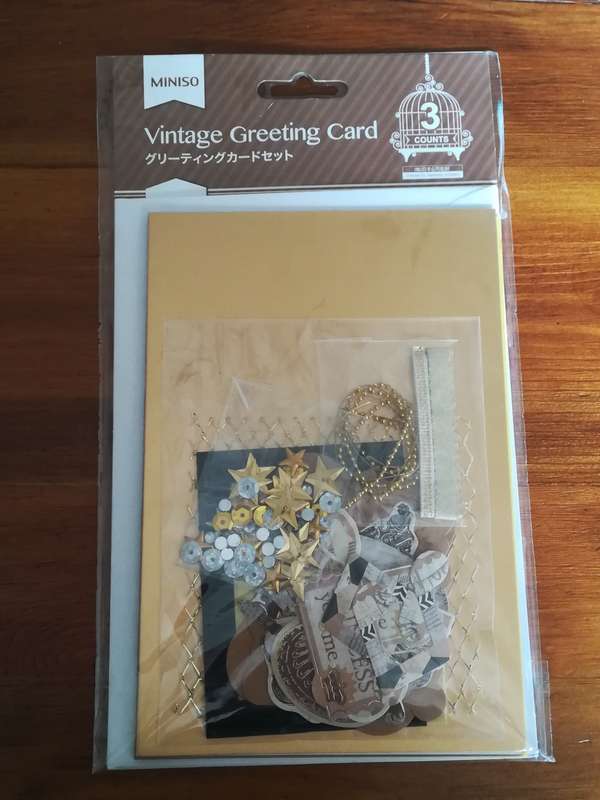 Miniso Vintage Greeting Card with Envelope & Decorations