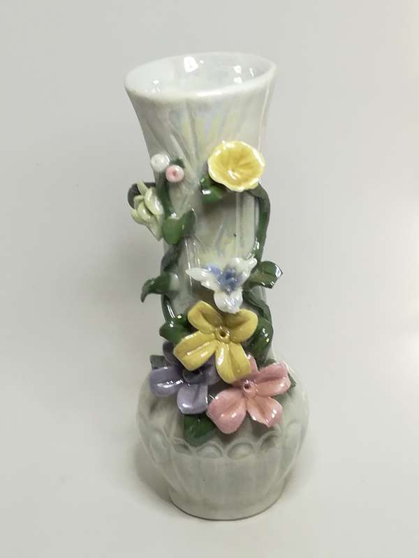 Medium Ceramic Vase with 3D Ceramic Flower Embellishment - Item 1