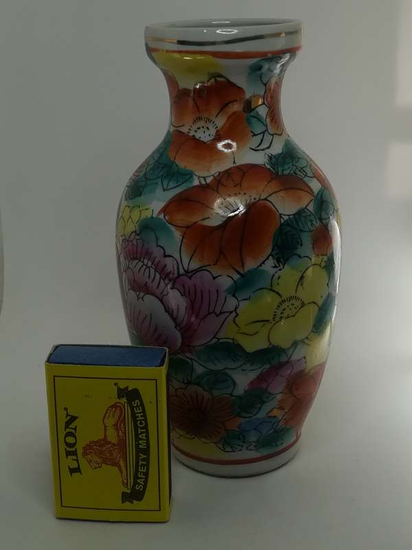 Medium Ceramic Vase with Flower Painting