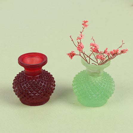 Miniature Dark Red Glass Faceted Vase (Miniature, suitable for printer's tray)