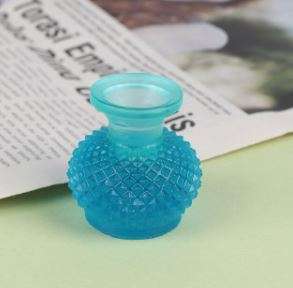 Miniature Turquoise Glass Faceted Vase (Miniature, suitable for printer's tray)