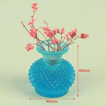Miniature Turquoise Glass Faceted Vase (Miniature, suitable for printer's tray)