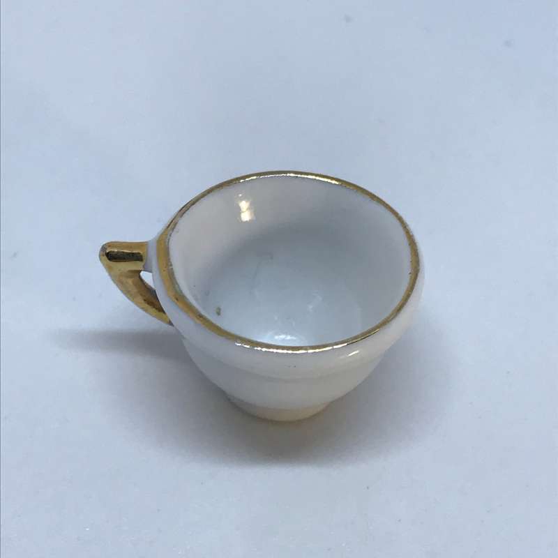 Miniature White Teacup with 'Gold' Trim (Miniature, suitable for printer's tray)
