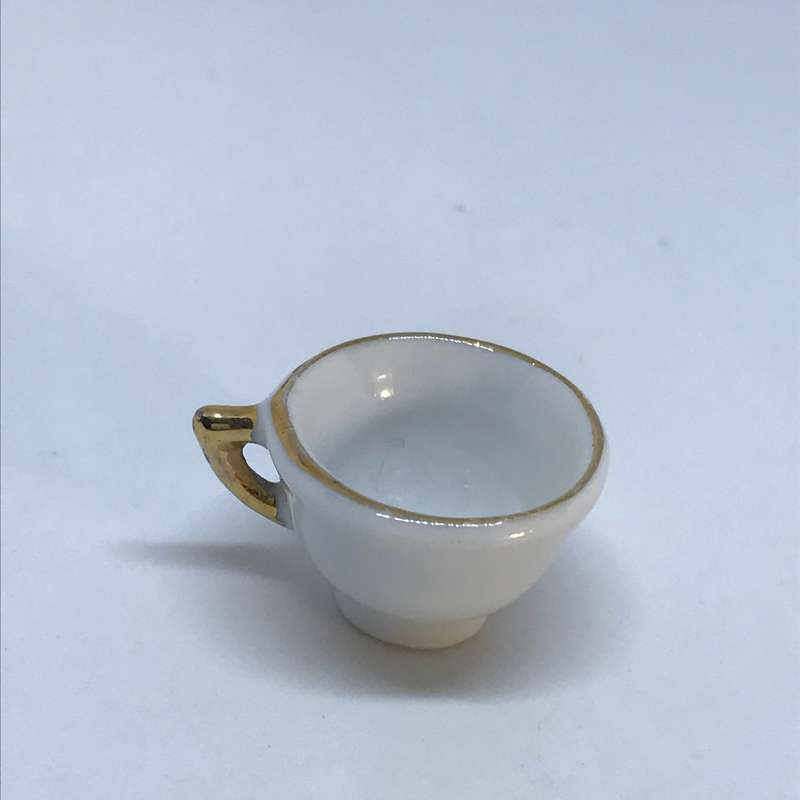 Miniature White Teacup with 'Gold' Trim (Miniature, suitable for printer's tray)