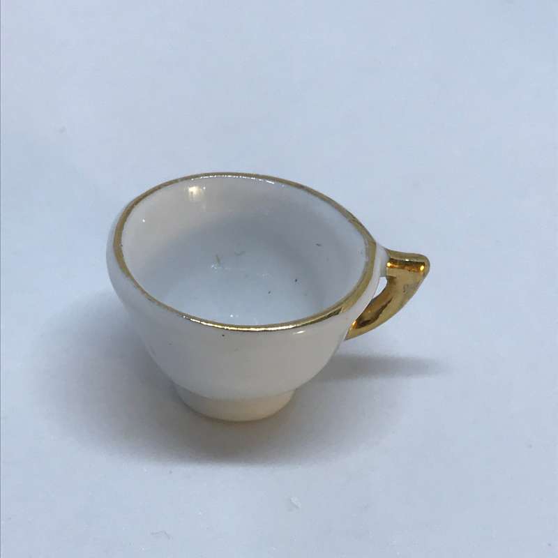 Miniature White Teacup with 'Gold' Trim (Miniature, suitable for printer's tray)