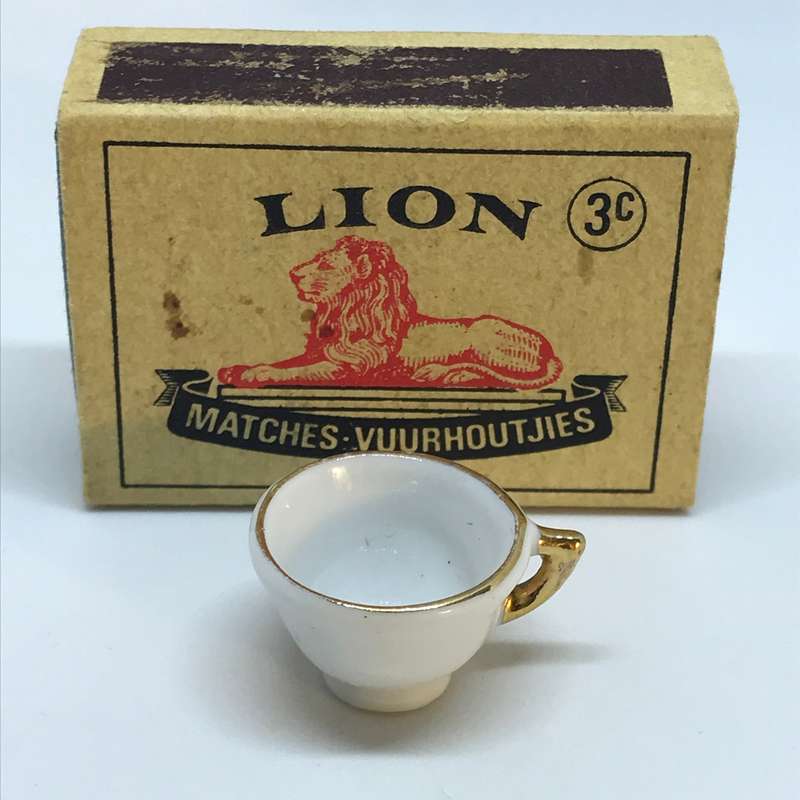 Miniature White Teacup with 'Gold' Trim (Miniature, suitable for printer's tray)