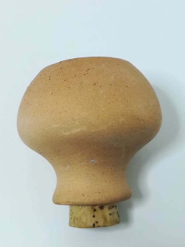 Small Clay Bottle & Cork with Leaf Design