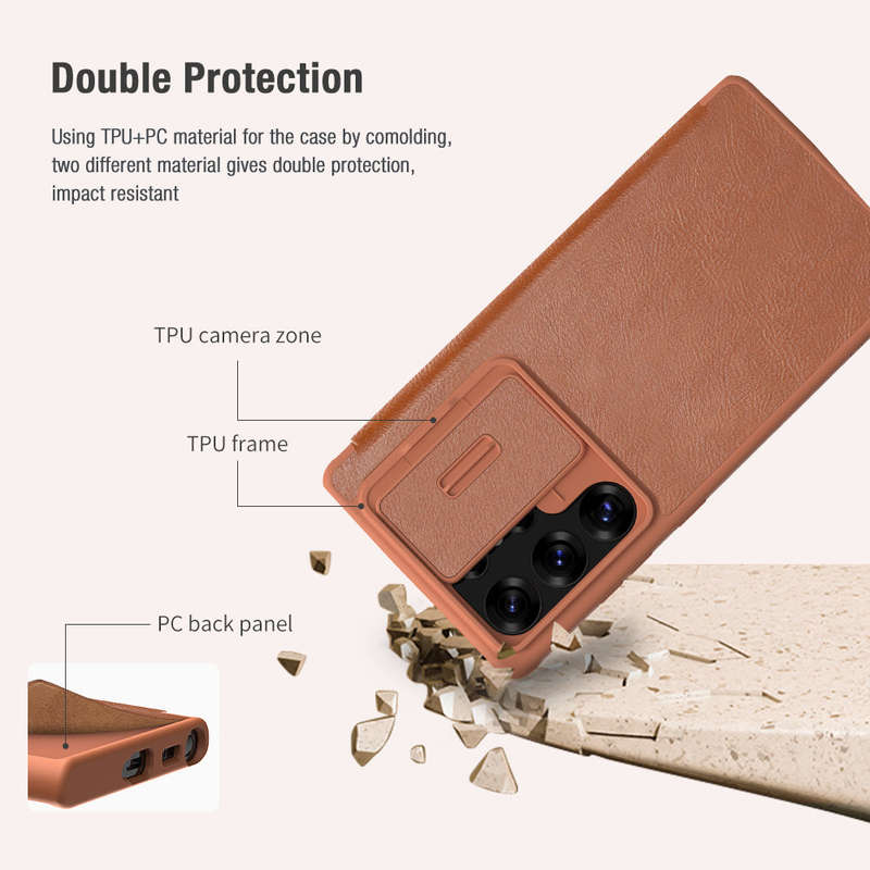 Nillkin Samsung Galaxy S25 Ultra Qin Pro Leather Cover Shockproof Case
