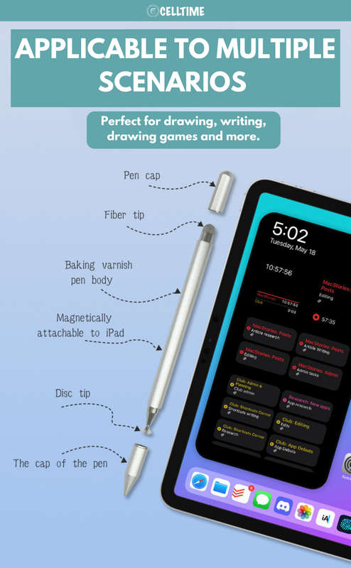 CellTime Aluminium Foldable Rotatable Tablet Stand with Stylus Pen