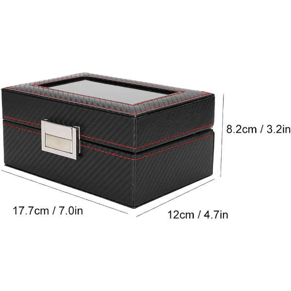 3 Slot Watch Box Organizer Carbon Fiber Look PU Leather